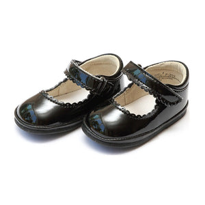 Angel Black Patent Scallop Shoes